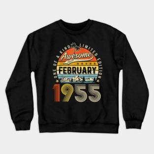 Awesome Since February 1955 Vintage 68th Birthday Crewneck Sweatshirt